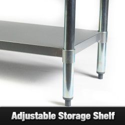 1829 x 760mm Stainless Steel Bench + Single Tier Overshelf